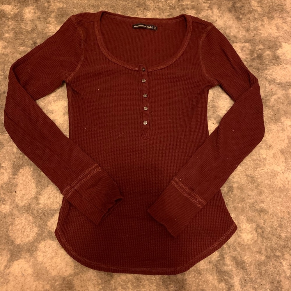 Abercrombie long sleeve waffle knit tee